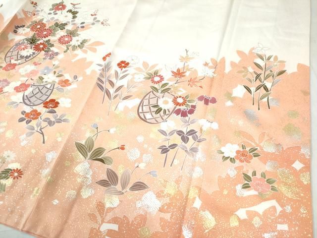 平和屋着物●訪問着　刺繍　花籠文　暈し染め　金銀彩　正絹　逸品　CAAW7739yc 平和屋着物○訪問着 刺繍 花籠文 暈し染め 金銀彩 正絹