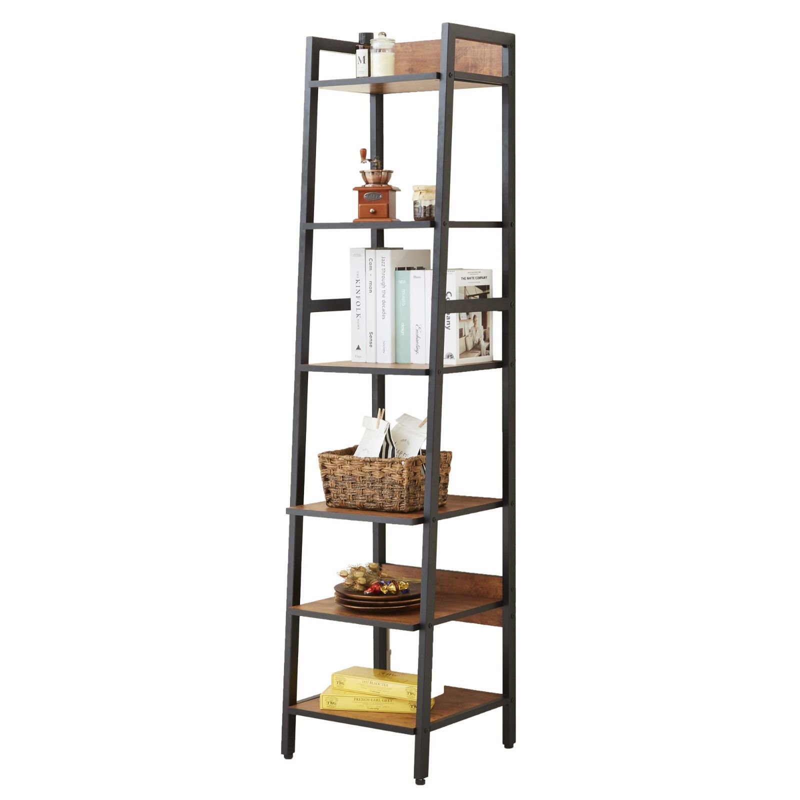 ドウシシャ ビスカーナ スリムラック 幅40cm 6段 棚 木製 黒 スチール