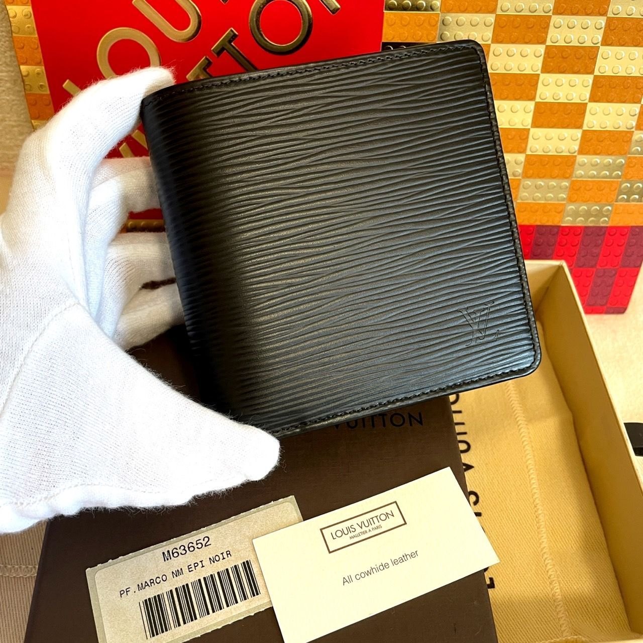 ルイヴィトン ポルトフォイユマルコNM エピ ブラック 折り財布 箱保存