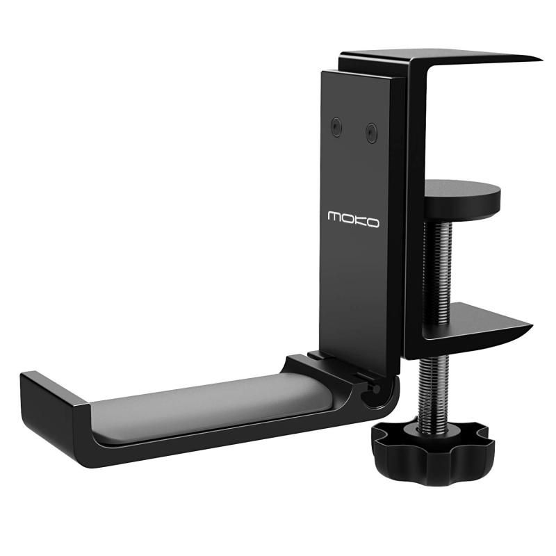 MoKo ヘッドホンスタンド ユニバーサル アルミニウム ヘッドフォン 折りたたみ式 ハンガー 調節 なヘッドセットスタンド クランプ マウント デスクフックホルダー すべてのヘッドホンサ
