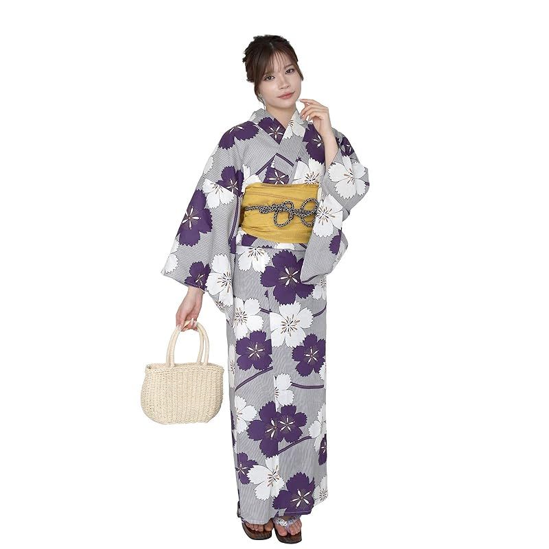 Fuuka 二部式 セパレート 浴衣 単品 レディース 大人 フリーサイズ 撫子 紫 白