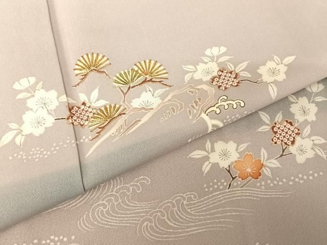 平和屋着物○訪問着 友禅 駒刺繍 流水松桜 暈し染め 金糸 金彩 正絹