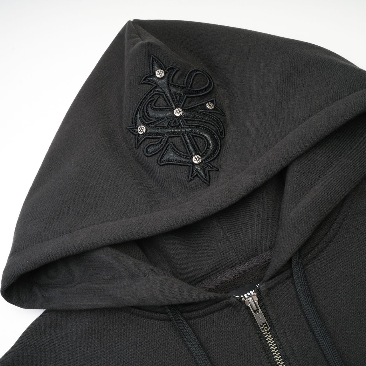 SUPPLIER (サプライヤー)｜Cross Leather Patch Zip Hoodie Black