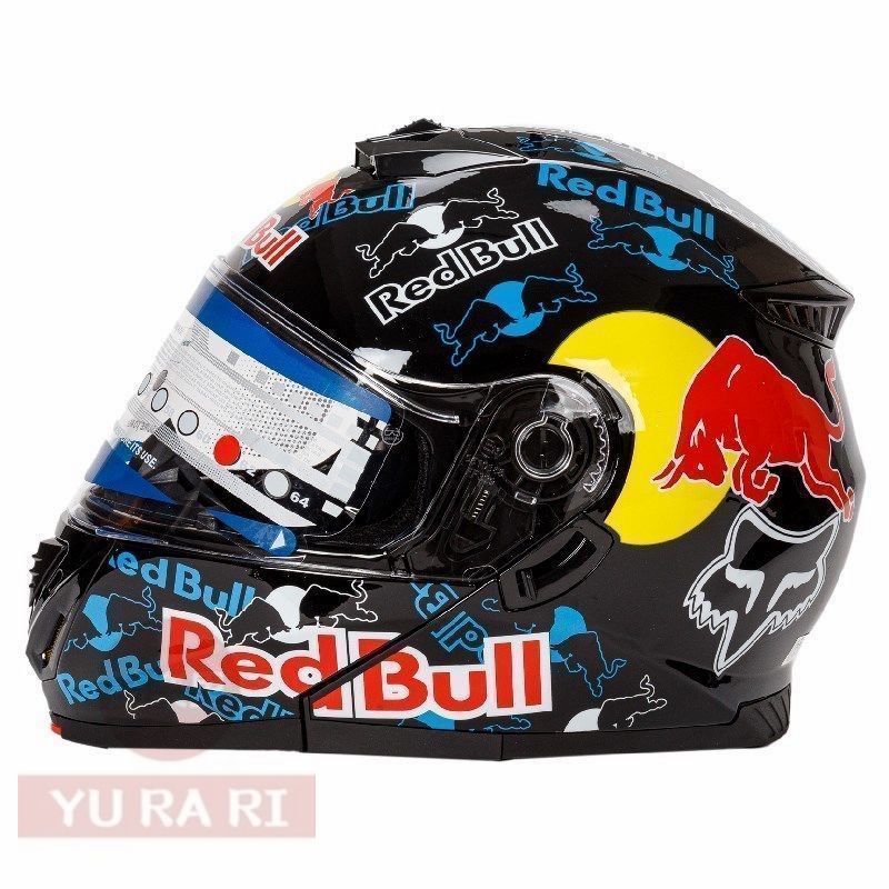 フルフェイスヘルメットダブルレンズレッドブルー艶消し艶あり