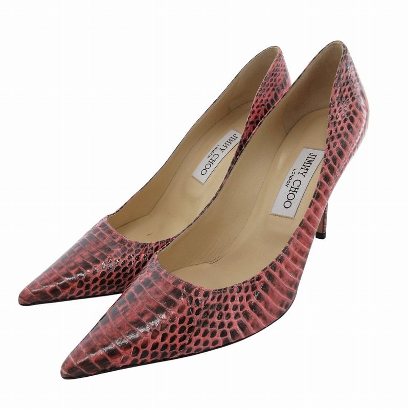 Jimmy Choo ジミーチュウPythonピンクヒール　サイズ38.5 ジミーチュウ JIMMY CHOO パンプス ポインテッドトゥ パイソン