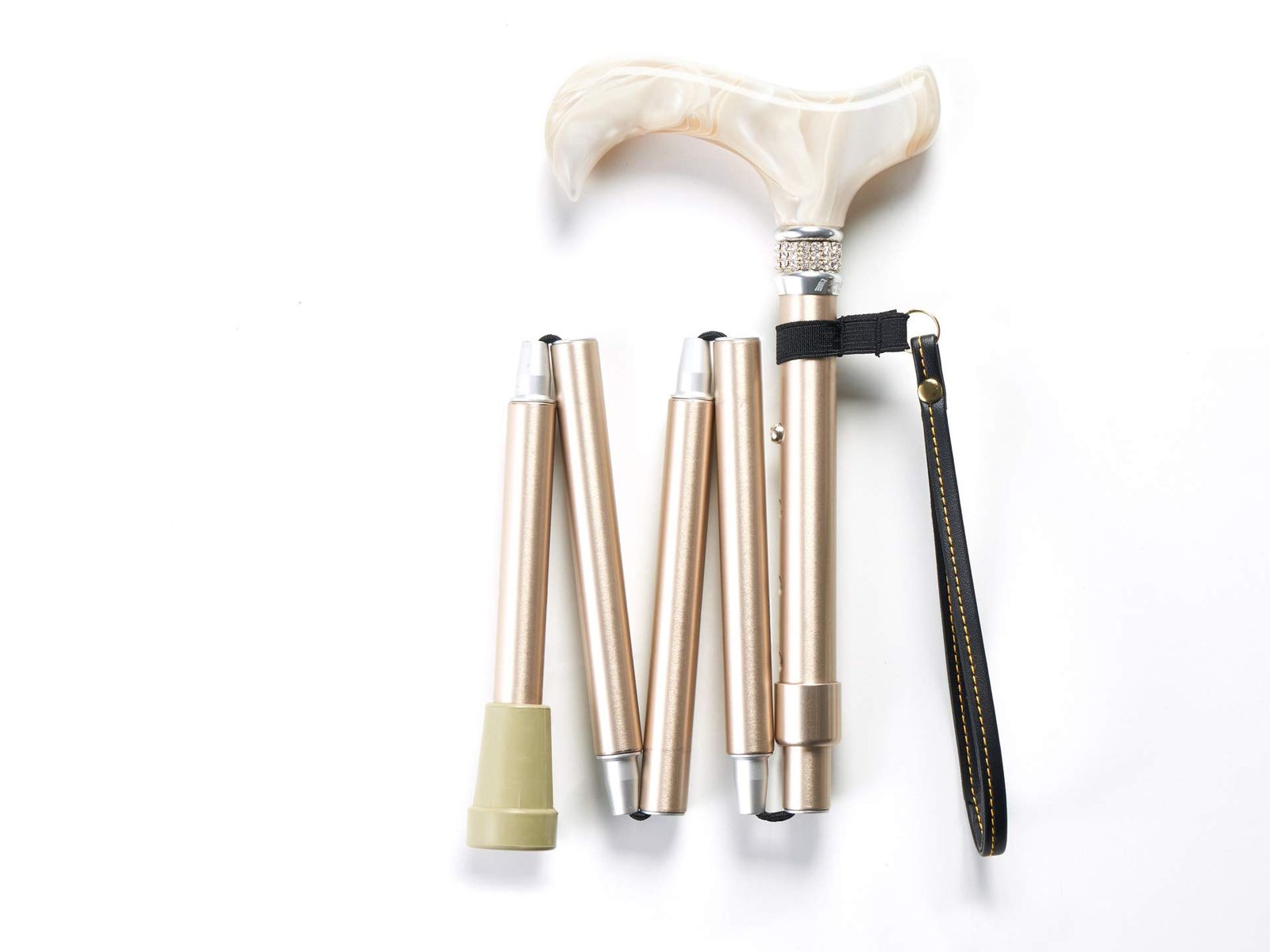 Merry Sticks メリースティックス ロイヤルクリスタル EZjoint クリスタルステッキ 折りたたみ杖 シャンパンゴールド