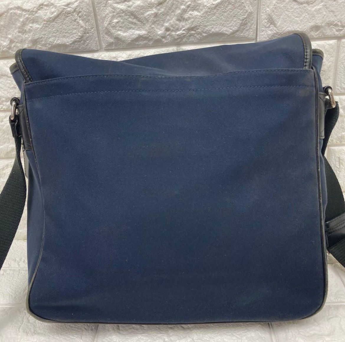 COACH ネイビー レザー メッセンジャーバッグ