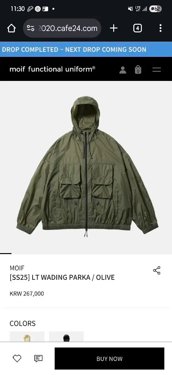 3 moif ムイフ LT WADING パーカー オリーブ