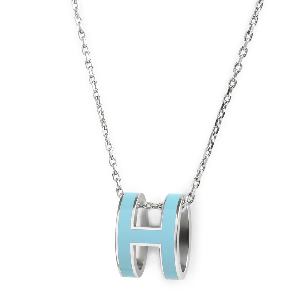 エルメス ポップ H ポップアッシュ ペンダント ネックレス ブルー  