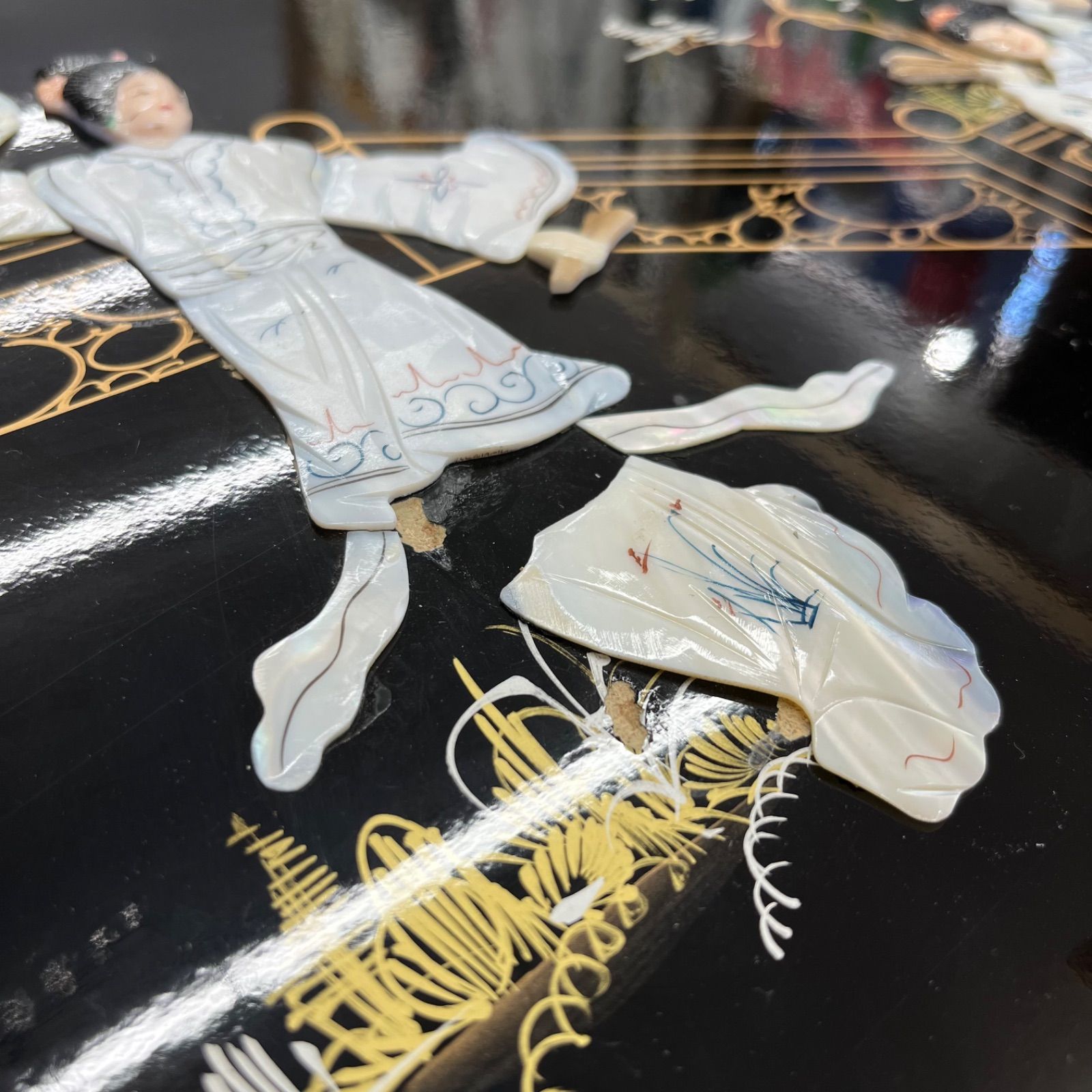 新品アウトレットキズ物! 螺鈿細工 座卓 テーブル 光貝 ローテーブル 