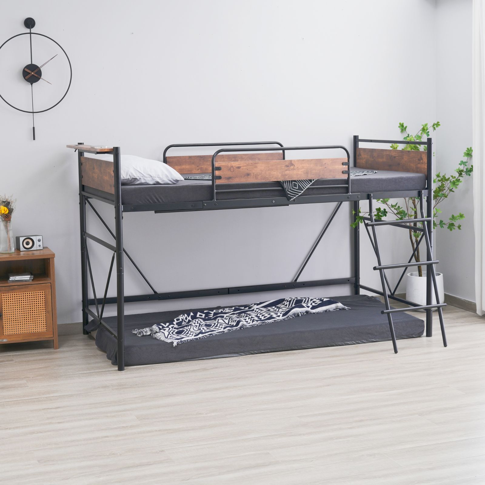 ロフトベッド パイプベッド シングル 耐荷重150kg 高さ125cm システム 