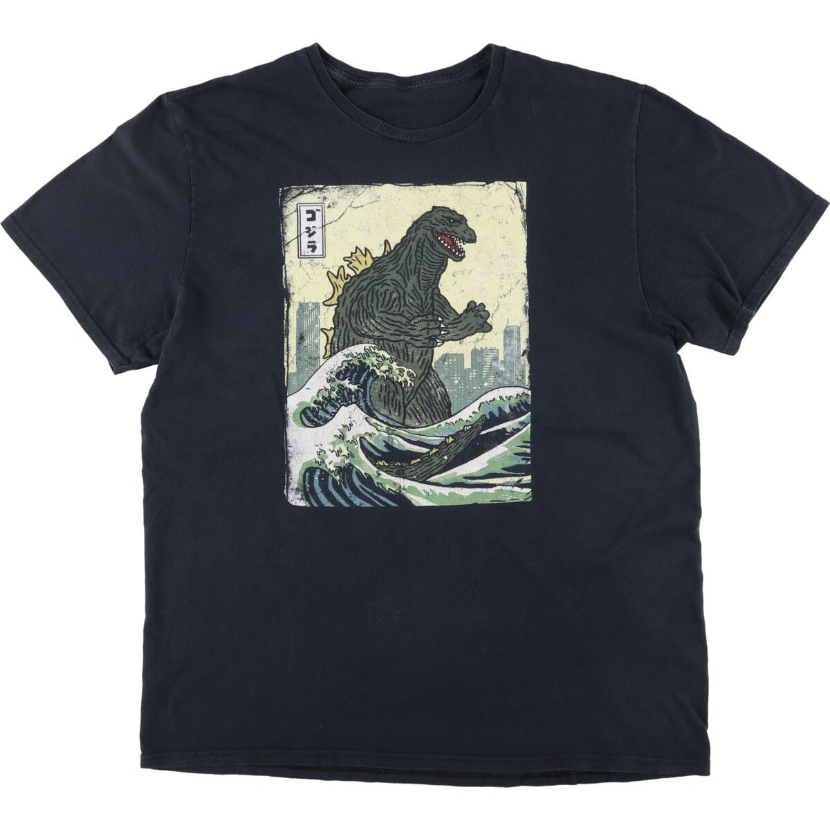 古着 ゴジラ GODZILLA 葛飾北斎 富嶽三十六景 パロディ 映画 ムービーTシャツ メンズXL/eaa436636