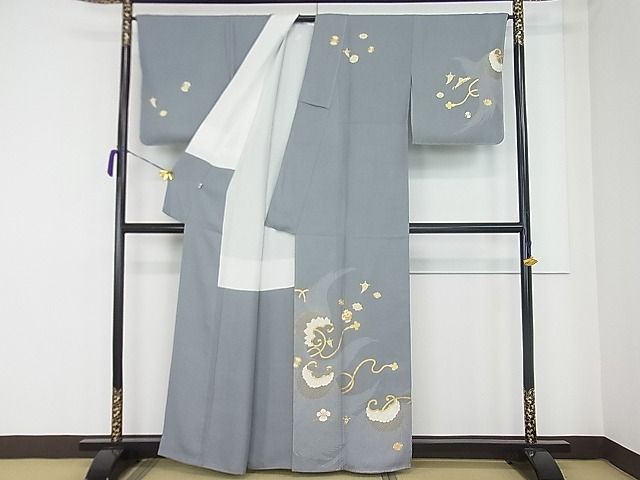 平和屋1□極上 人間国宝 五代 田畑喜八 訪問着 駒刺繍 宝尽くし 金彩