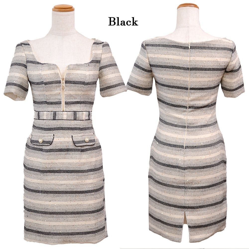 LoveRich ラブリッチ 【SMLサイズ/2カラー】ボーダー ツイード 半袖