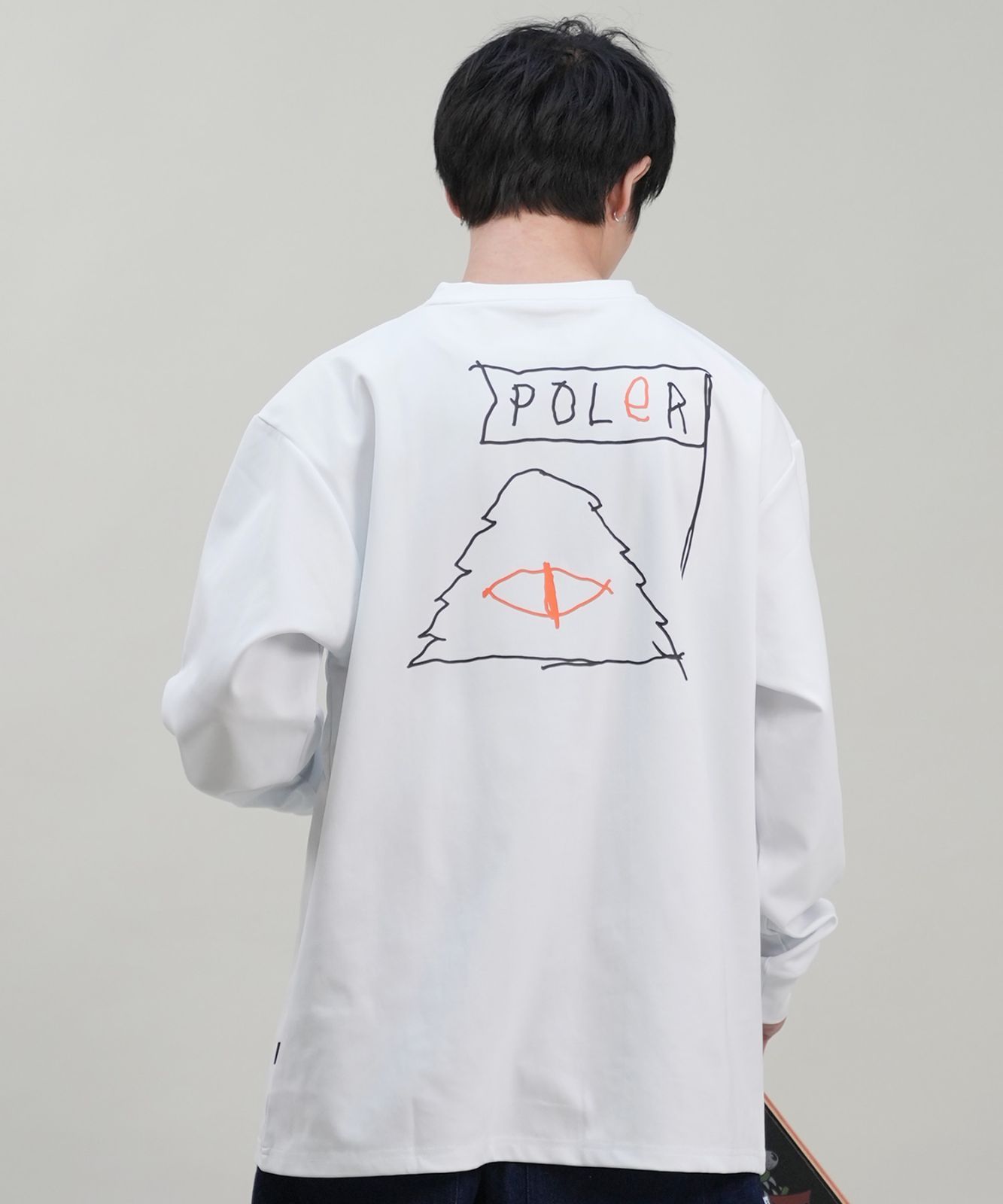 【ムラスポ公式】POLER ポーラー メンズ ラッシュガード Tシャツ 長袖 ロンT ロゴ バックプリント 水陸両用 ユーティリティ UVカット 249MCV0025 ムラサキスポーツ限定