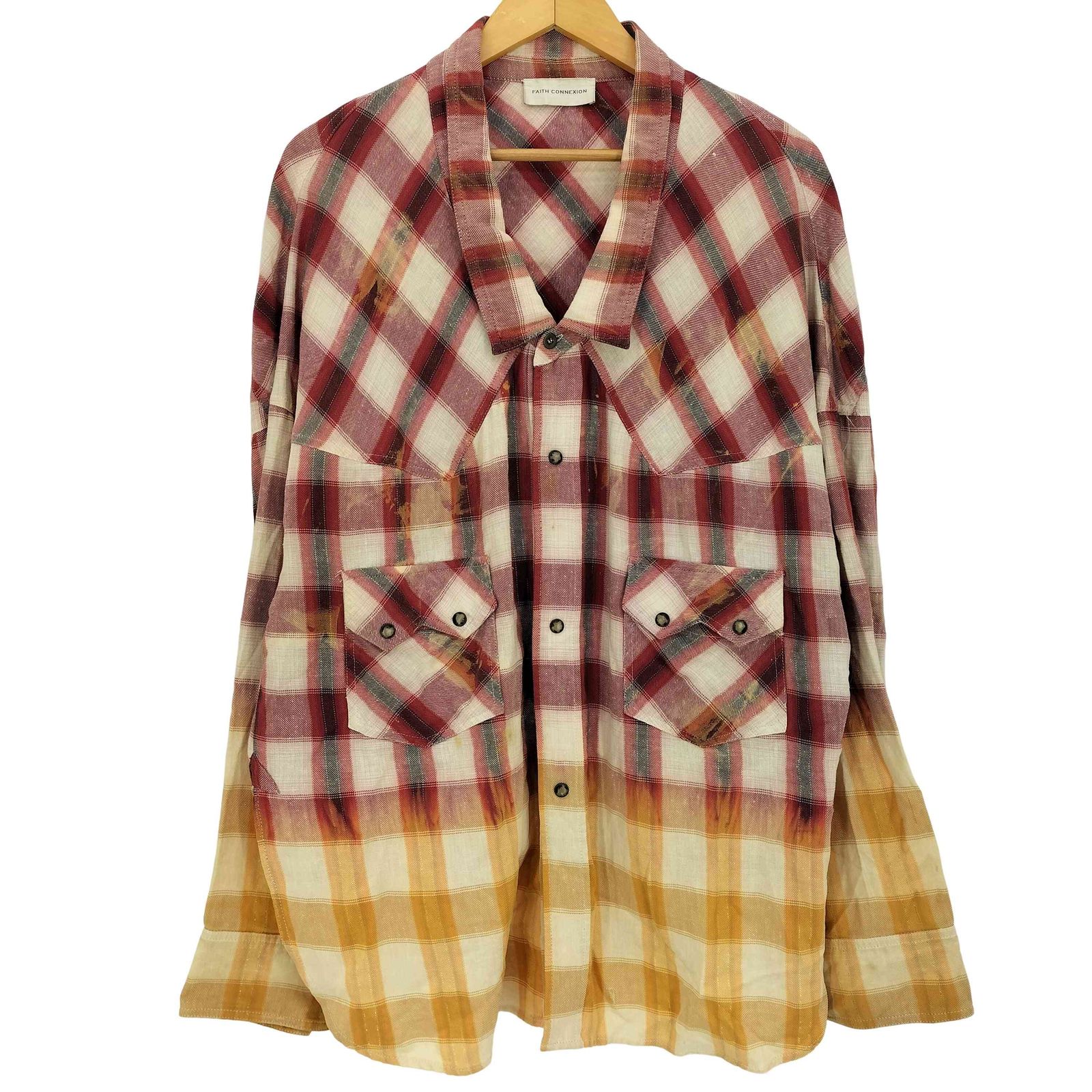 faith connexion フランネル フェイスコネクション FAITH CONNEXION 18AW Bleach Flannel Shirt