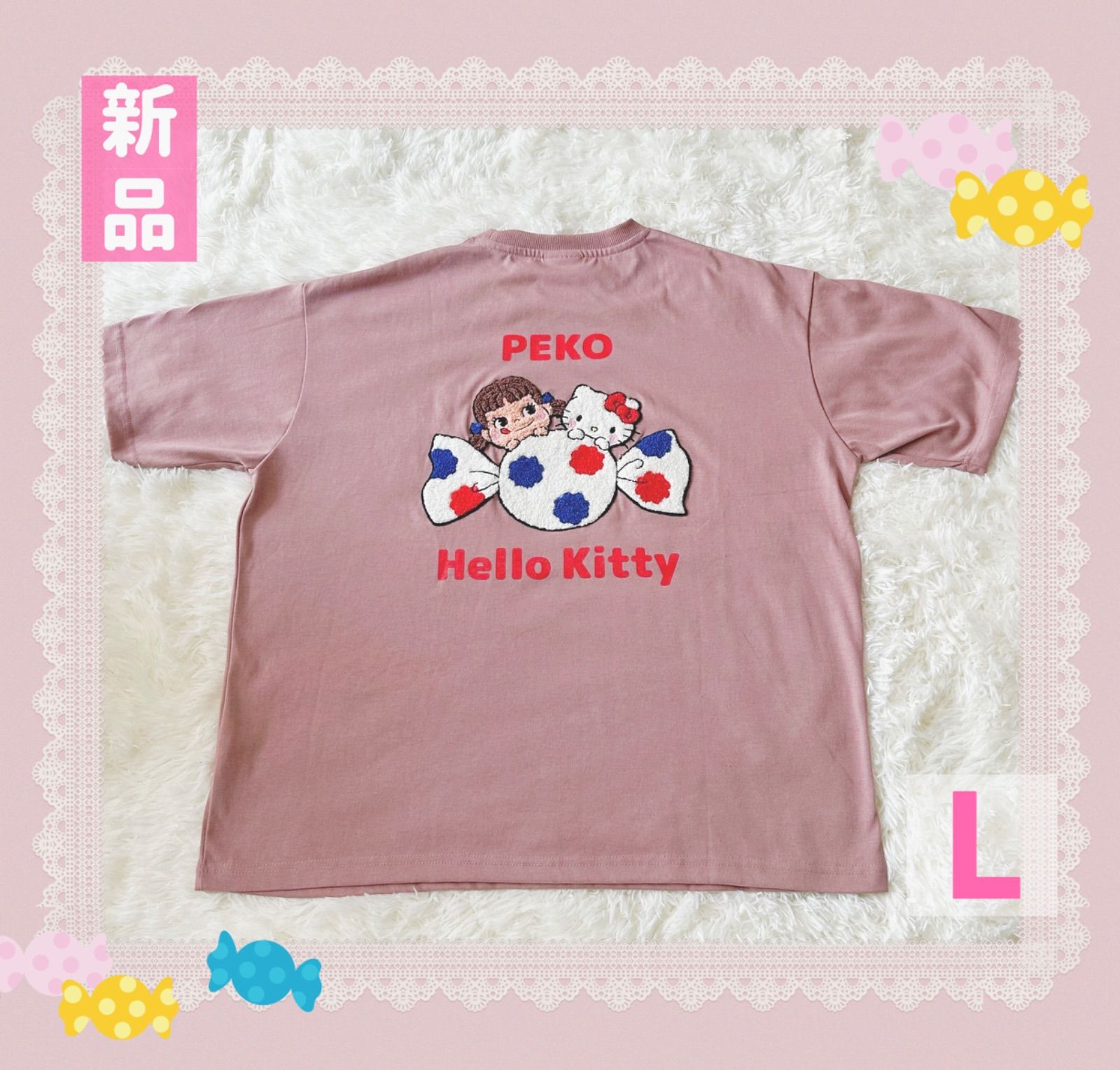 243.新品タグ付き♡キティちゃん ✖️ ペコちゃん レディース Tシャツ