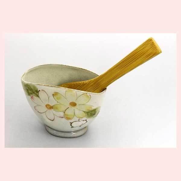 陶器製しゃもじ 青い花と赤い円デザイン　おしゃれなしゃもじ syamoji_01_03.jpg