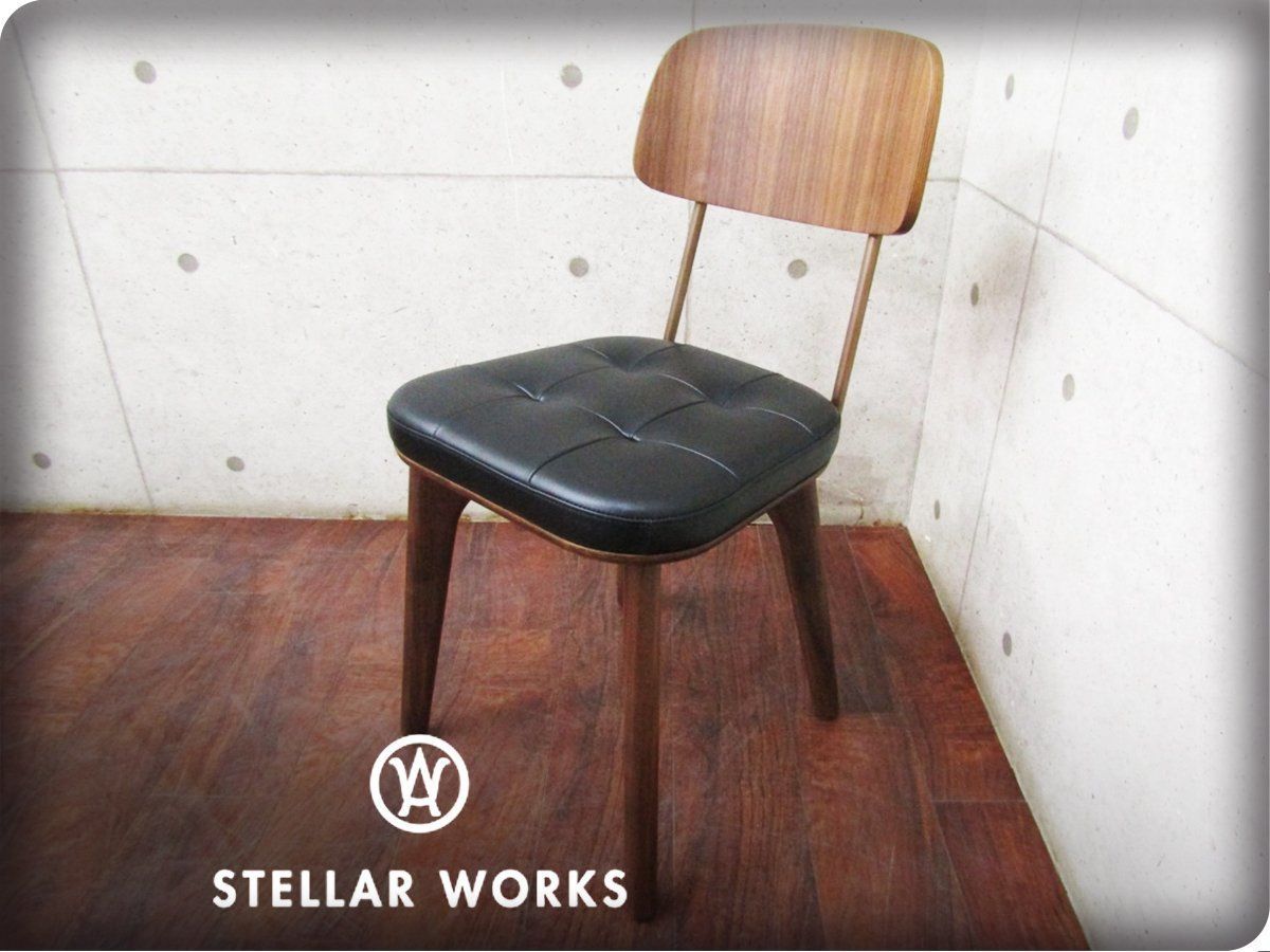 新品/未使用品/STELLAR WORKS/FLYMEe取扱い/Utility Chair V/Neri＆Hu/ウォールナット/スチール/牛革/アームチェア/166，100円/ft8381k