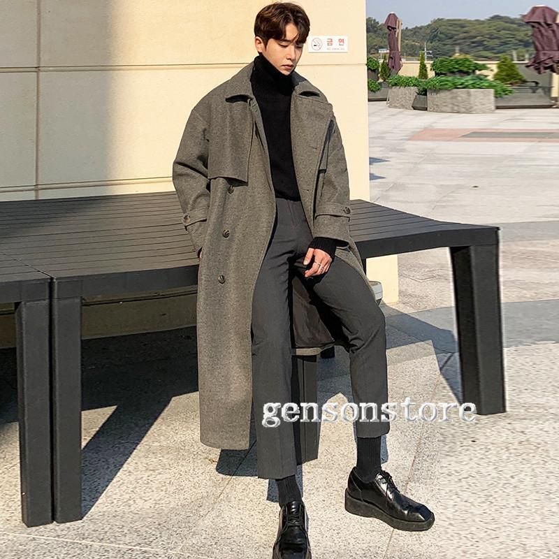 【定価7万】ETHOSENSウールメルトンロングコート チェスターコート メンズ アウター ロング ウールコート