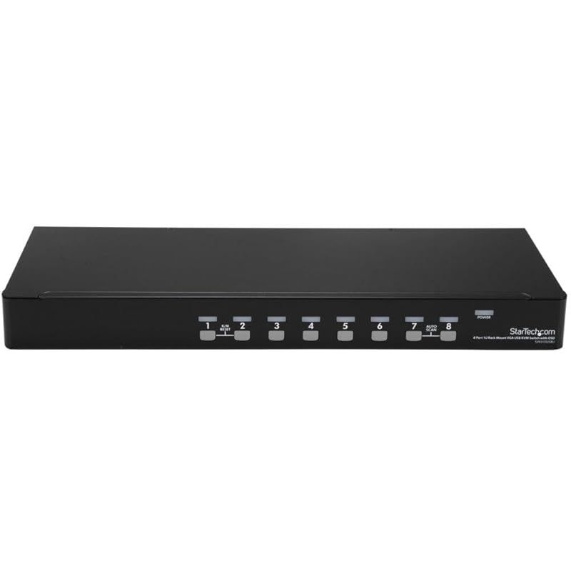 1Uラックマウント型8ポートVGA対応USB接続KVMスイッチ
