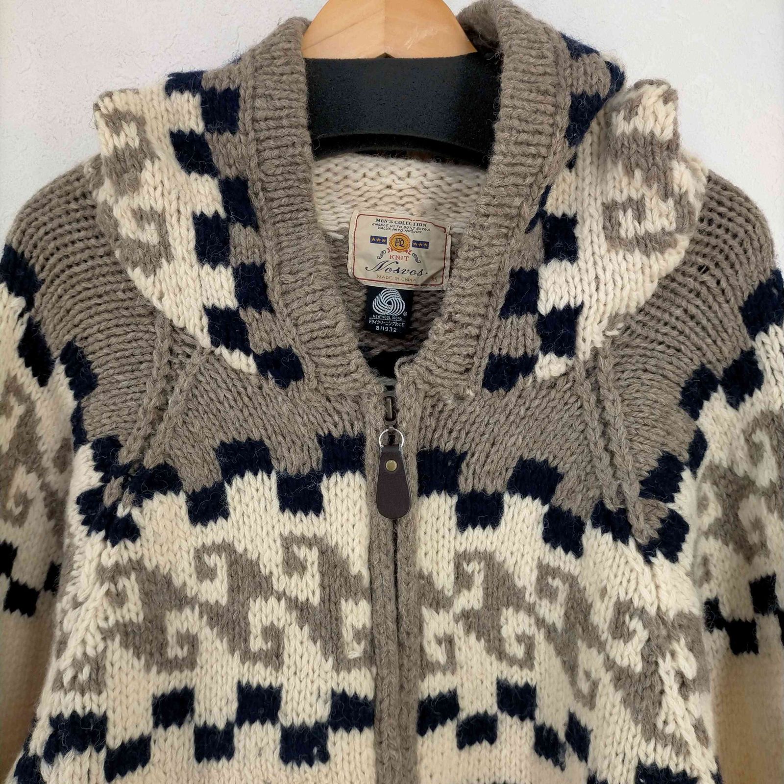 ユーズドフルギ USED古着 ノルディック柄 ニットフーディー メンズ