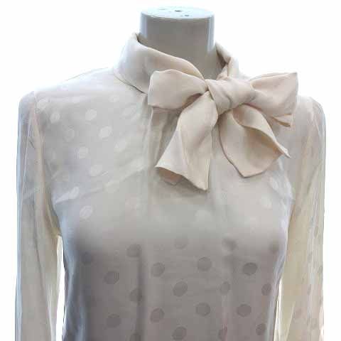 新品　タグ付き　JILL STUART 長袖シャツ・ブラウス 白・ボルドー ジルスチュアート JILL STUART ボウタイブラウス シャツ ドット