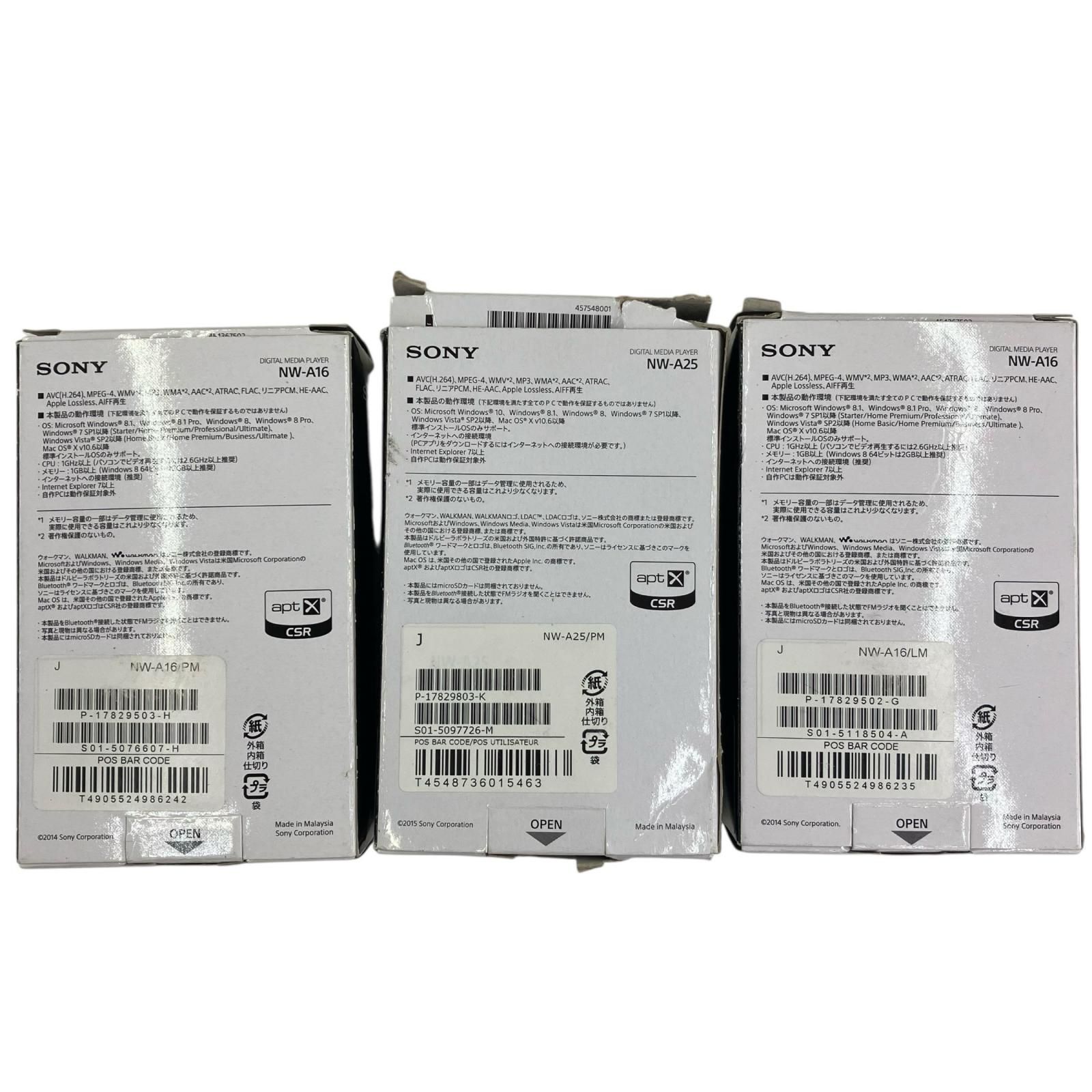 186000 現状品 SONY ソニー WALKMAN ウォークマン あり NW-A16 NW-A25 ブルー ピンク 3点