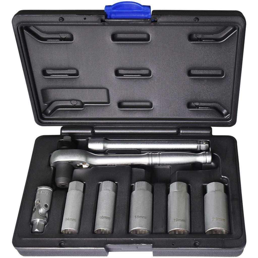 良匠 FIRSTINFO TOOLS スパークプラグ トルクレンチセット（8点） 差込角3/8＂(9.5mm) ソケット14mm、16mm、18mm、19mm、21mm付