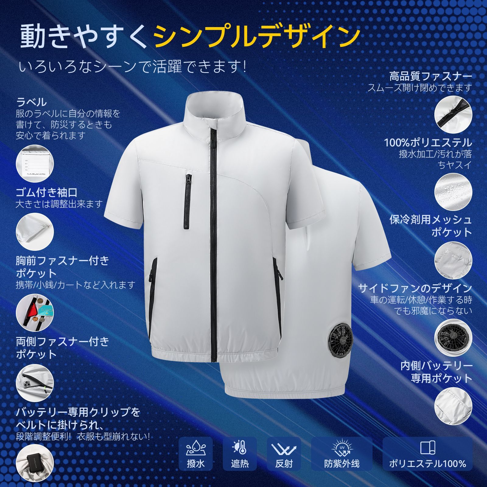 2025新登場！空調服 空調作業服 風神服 猛暑・熱中症対策 2XL ブルー