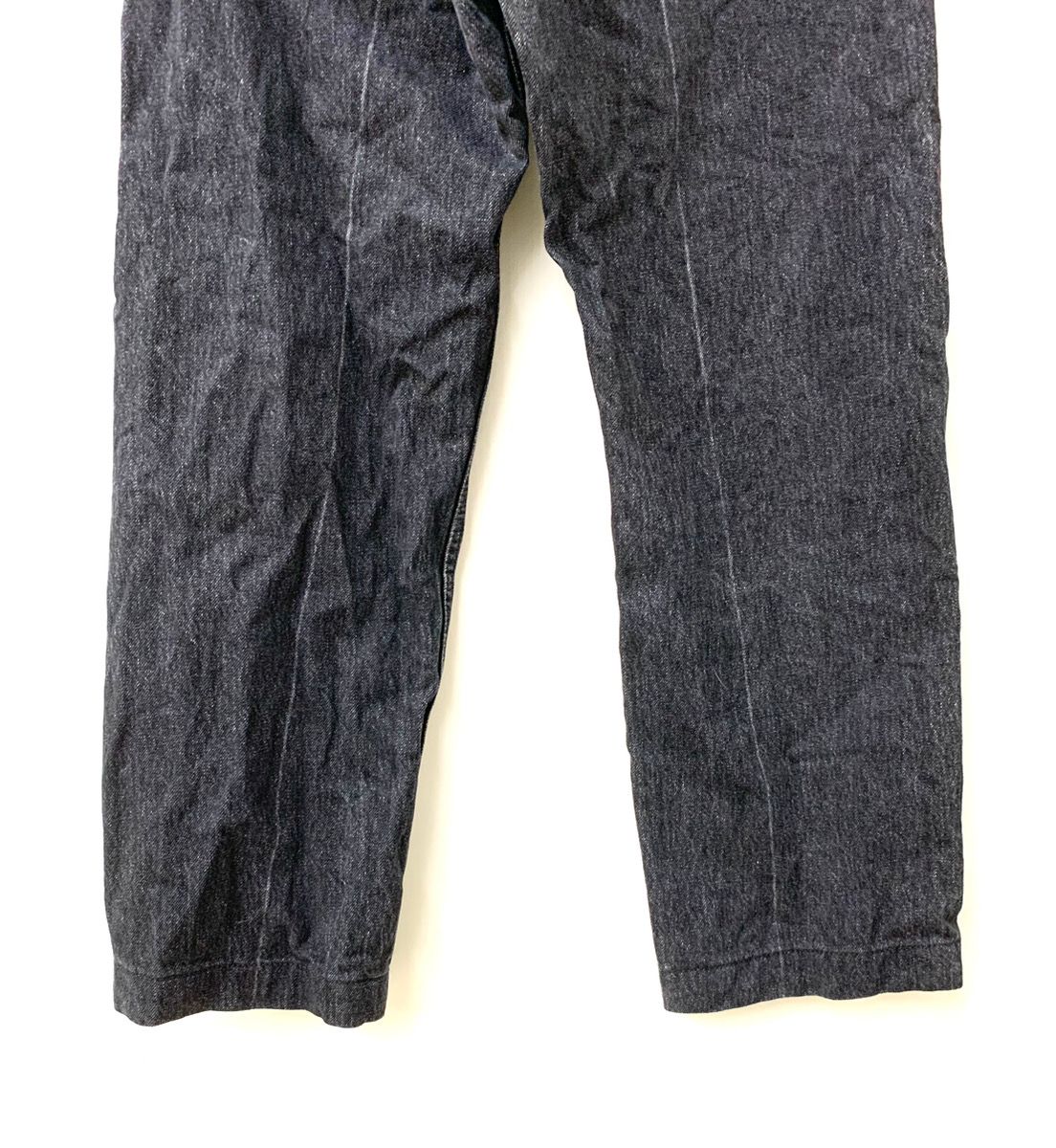 マツフジ MATSUFUJI Denim Slim Straight Trousers デニム ロゴ グレー