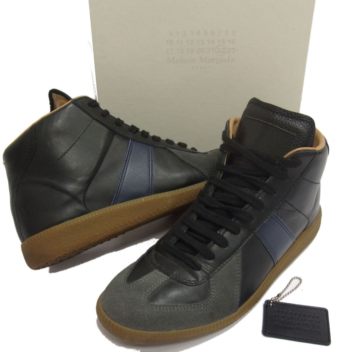 美品☆Maison Margiela メゾンマルジェラ ジャーマントレーナー メンズ ハイカット スニーカー イタリア製 - メルカリ