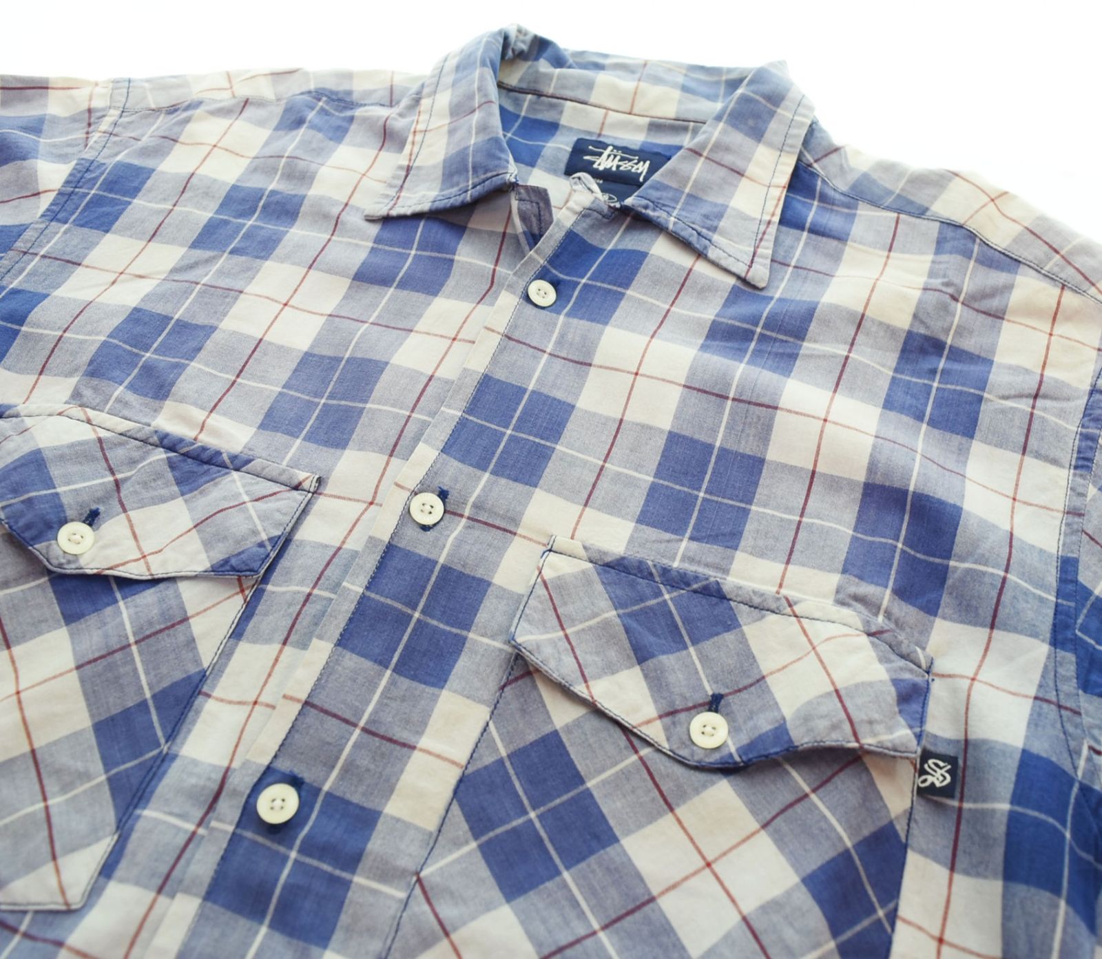 ステューシー STUSSY 90s 紺タグOLD STUSSY チェック 半袖シャツ 半袖