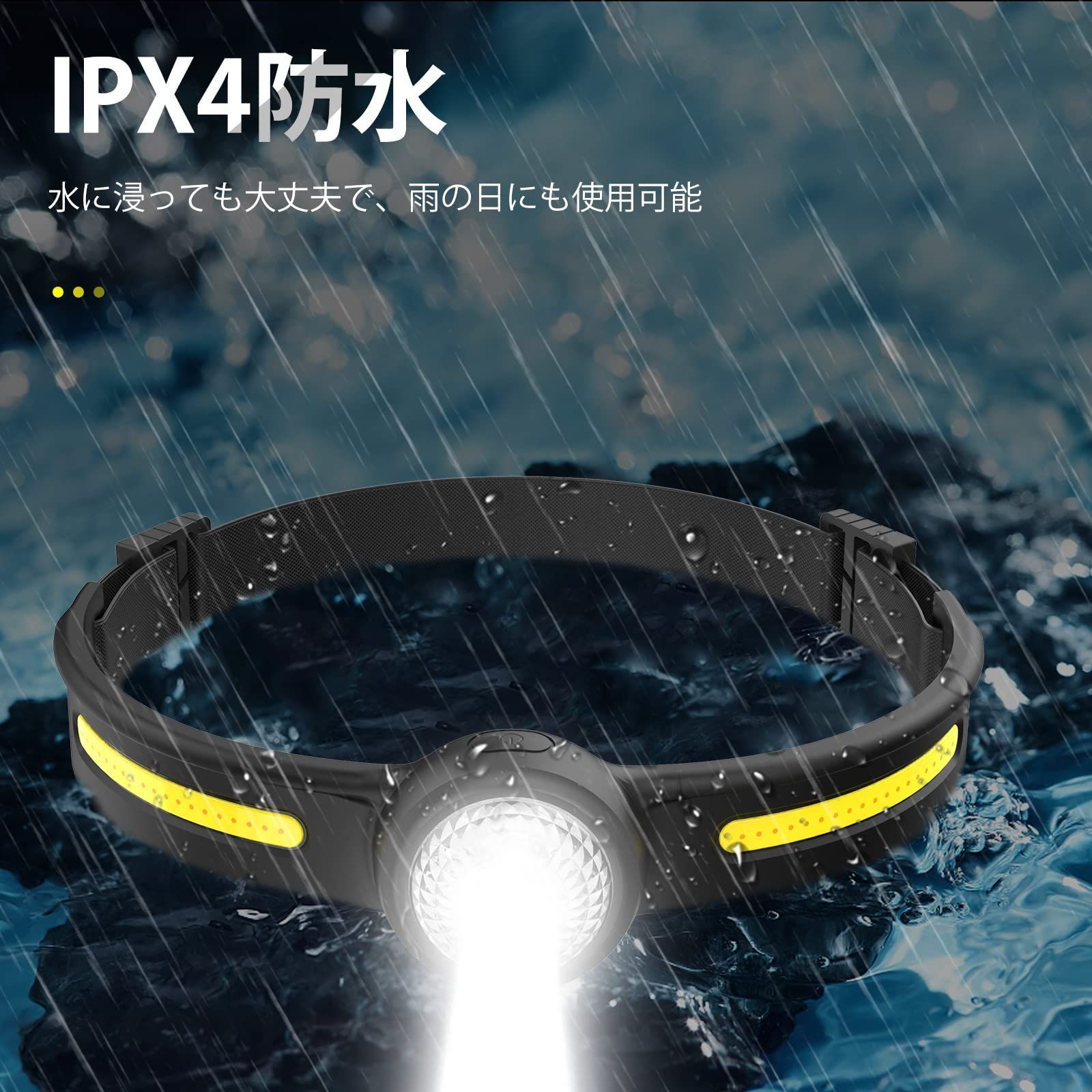 ヘッドライト LED Type-C充電式 高輝度 長さ調節可能 5つモード