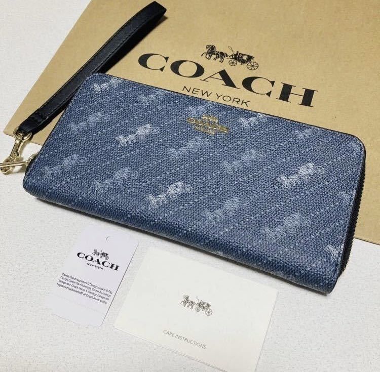 ☆ COACH コーチ 長財布 C3547 デニム ホースアンドキャリッジプリント