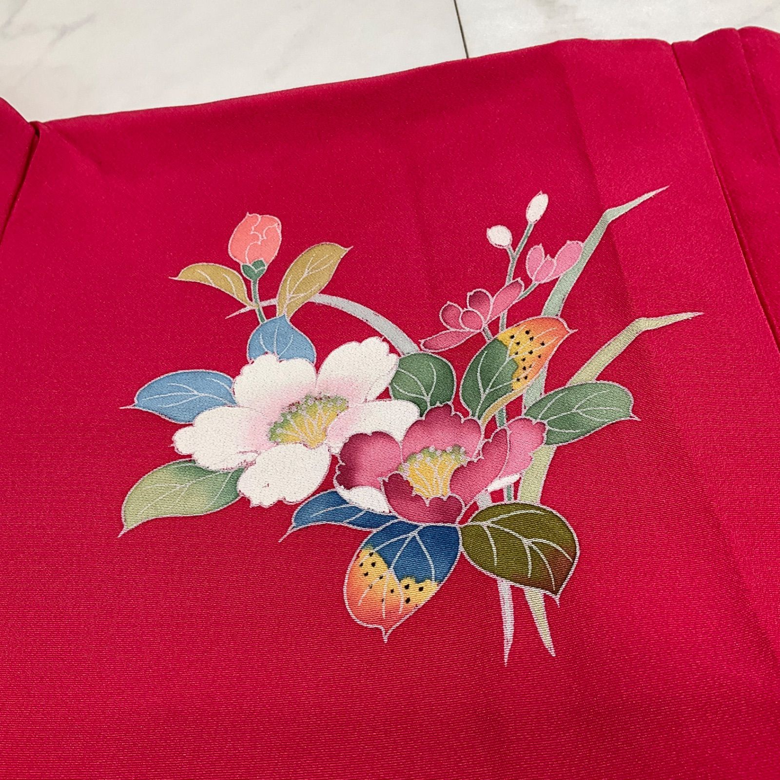 ◆kimono one◆♥同然◆7歳くらい用◆女の子着物◆手描き友禅◆正絹◆子供着物◆七五三◆袷◆裄58㎝肩丈121㎝◆七五三お詣り女の子着物こどものひお正月卒業式十三詣り◆G317