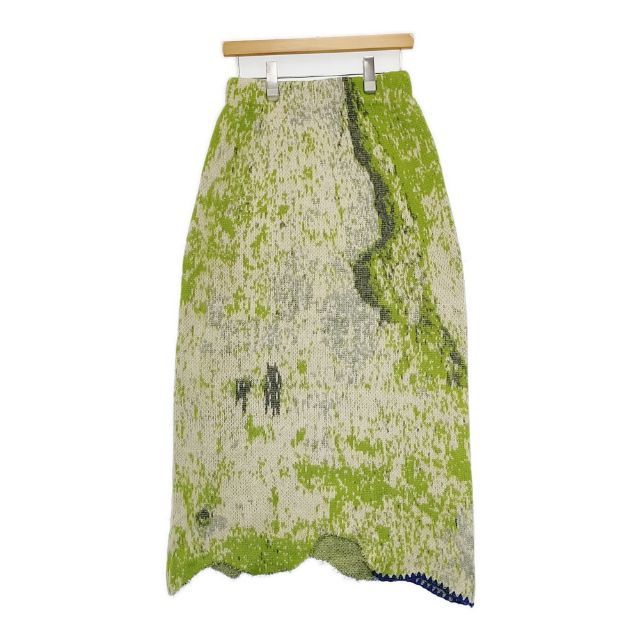 AMERI UND RUST ART KNIT SKIRT ニット ロングスカート グリーン ベージュ レディース アメリ 5-1009T∞