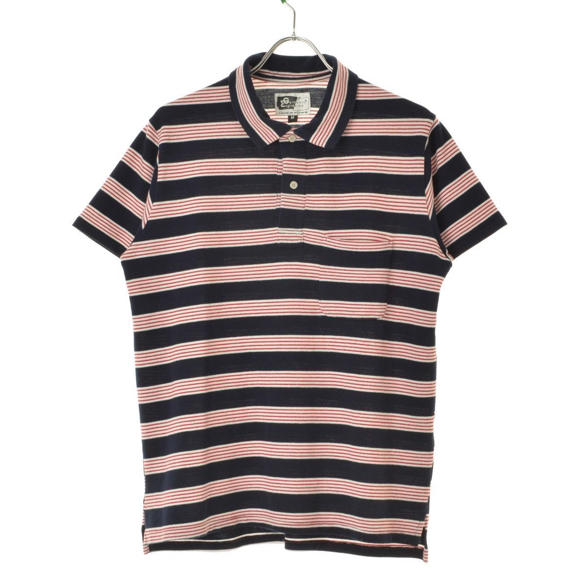 【ENGINEEREDGARMENTS】鹿の子ボーダー柄半袖ポロシャツ