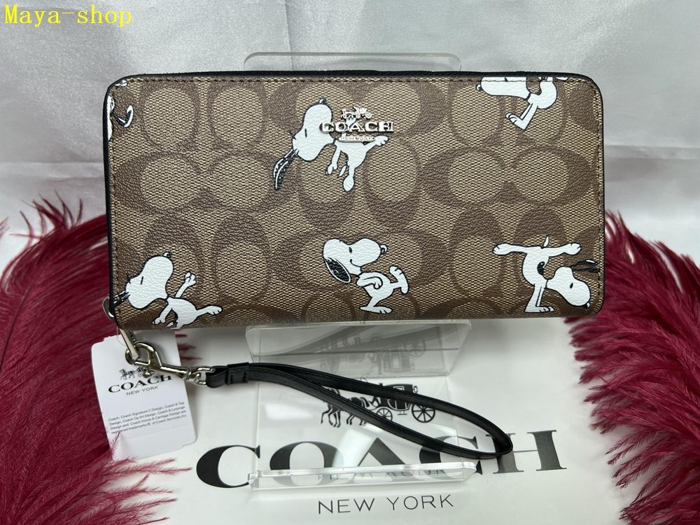 COACH 財布 コーチ長財布 シグネチャー ラウンドファスナー アコーディオンロングウォレット スヌーピーコラボ プレゼント 父の日母の日ギフト 財布 メンズ 財布 レディース ファッション 新品未使用 ブランド  C4327 A295 4G6QD