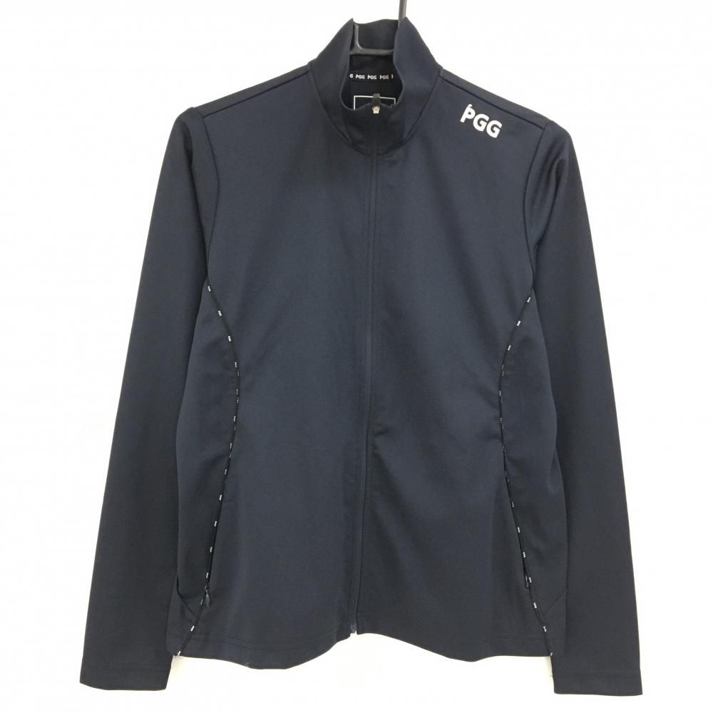 美品】PGGパーリーゲイツ ジャケット ネイビー×白 肩ロゴプリント