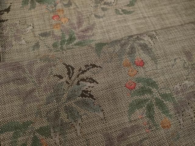 平和屋着物○本場大島紬 9マルキ 草花文 証紙付き 正絹 逸品 未使用  