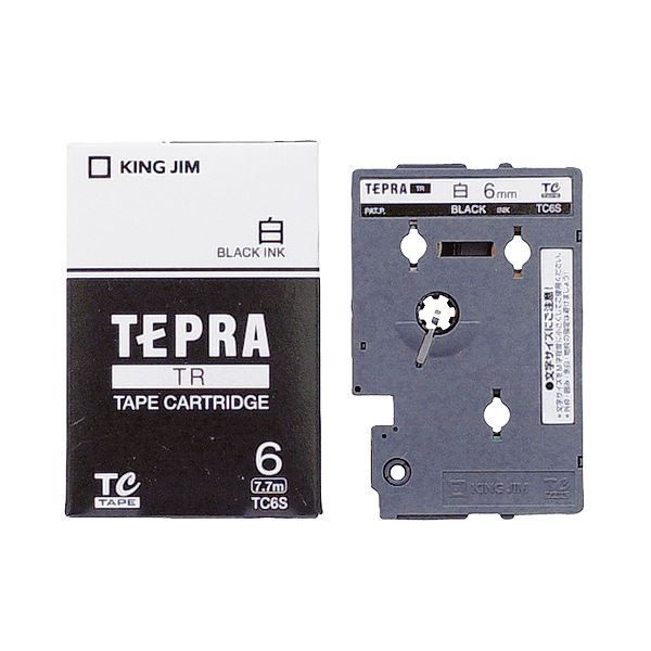 まとめ) キングジム テプラ TRテープカートリッジ 6mm 白/黒文字 TC