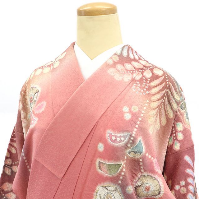辻が花ピンク長襦袢　2点 中古】 訪問着 長襦袢付き 2点セット 袷 レディース 正絹 ピンク