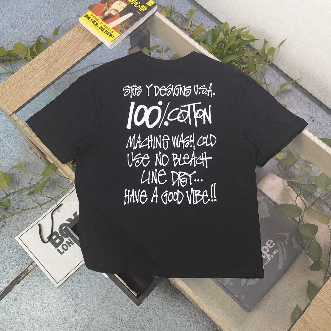 2025新しいStussy Stussy 100%アルファベットパターンロゴプリントカジュアルカップルルーズ半袖Tシャツ