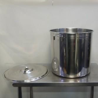 美品！　ステンレス製　寸胴　キッチンポット　45cm　フタ付き　調理器具　厨房　新古品●　商品番号181218-J1　H 18-8 ステンレス 寸胴 鍋 ふた付 両手 45cm 深45cm 70L 4.4kg キッチン