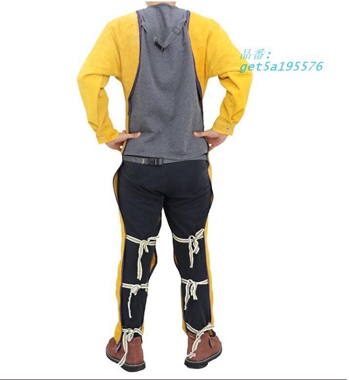 溶接エプロン 牛革 作業エプロン 大判 溶接用エプロン ツールポケット 防護服 耐熱 電気溶接 防炎 耐摩耗 ローネック 作業服 get5a195576