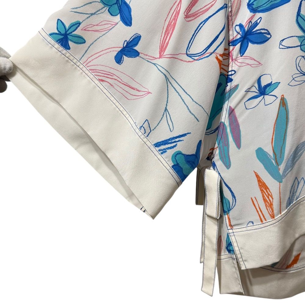 Agnona - 美品 AGNONA アニオナ フラワープリント柄 シルク100％ 七分袖 前後差 プルオーバー ブラウス カットソー 42 ホワイト レディース 古着 中古 USED 美品 AGNONA アニオナ フラワープリント柄 シルク100％ 七分袖