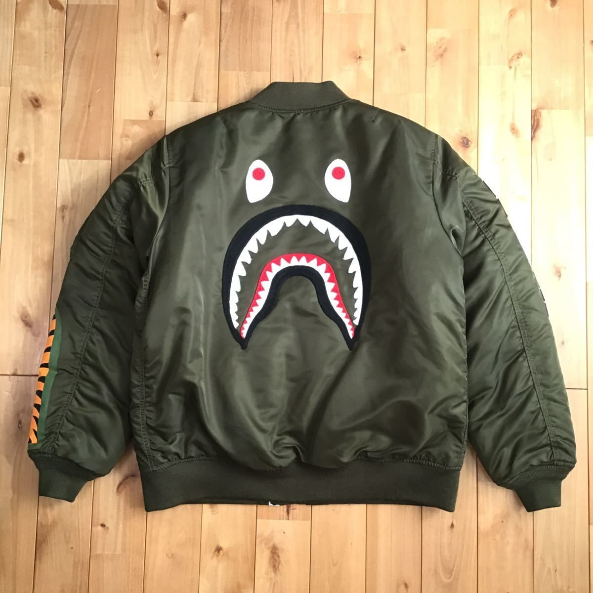 SHARK MA-1 Bomber Jacket Mサイズ カーキ a bathing ape BAPE