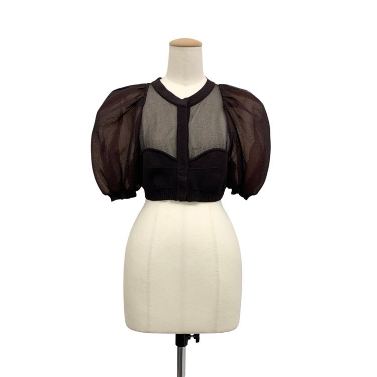 フェティコ FETICO 24SS PUFF SLEEVE KNIT TOP 半袖トップス FTC242-0709 ブラウン サイズ：1 レディース】PUFF SLEEVE KNIT TOP | FETICO(フェティコ