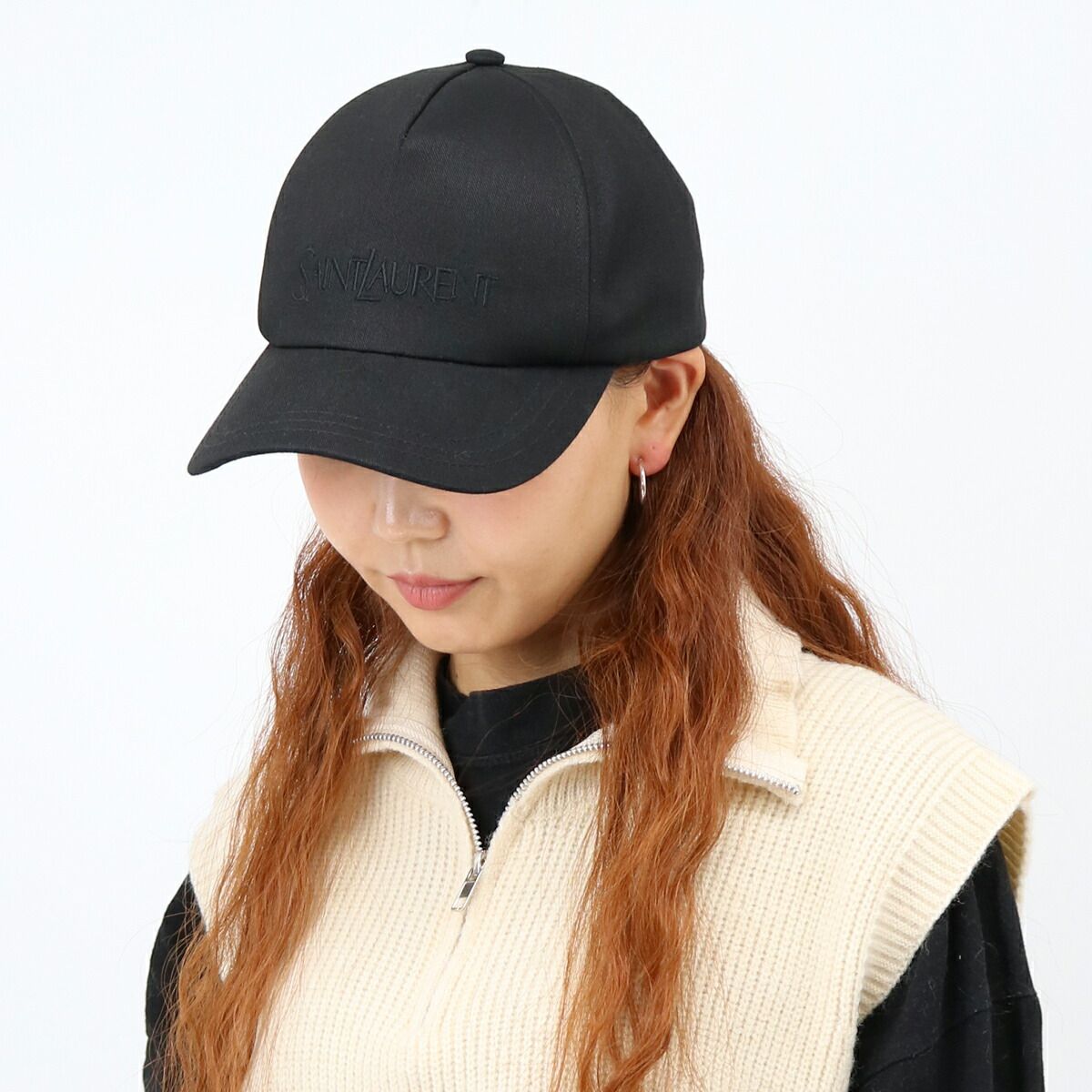 SAINT LAURENT コーデュロイ ベースボールキャップ 60 ブラック SAINT